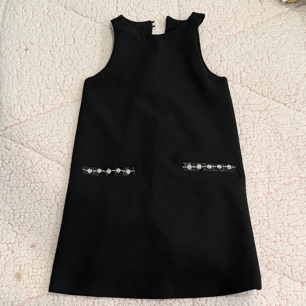 Zara Little Black Jewel-Trim Sleeveless Shift Dress